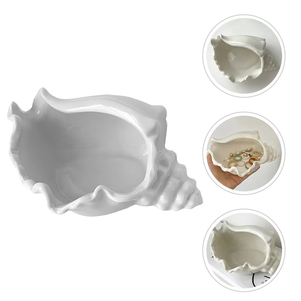 

Decorative Conch Jewelry Tray Multi Functional Organizer for Necklace Earrings Keys Home Dresser Conch Bowl Ring Tray