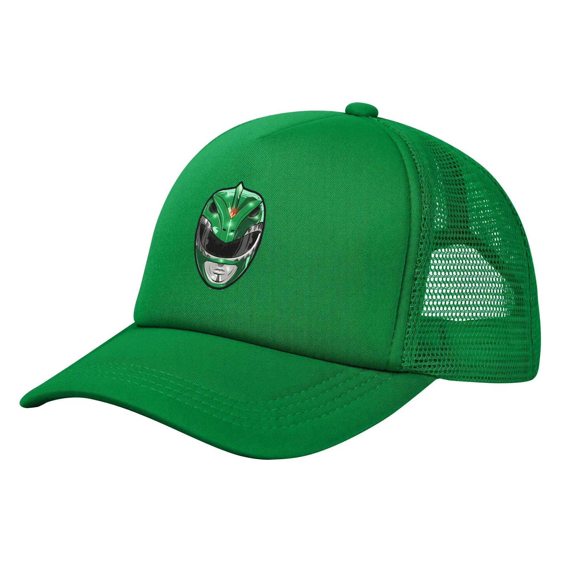 Green helmet Power Rangers  Mesh Baseball Cap Men Women Hip-Hop Trucker Worker Hats  Breathable Polyester Fishing Hat view 3