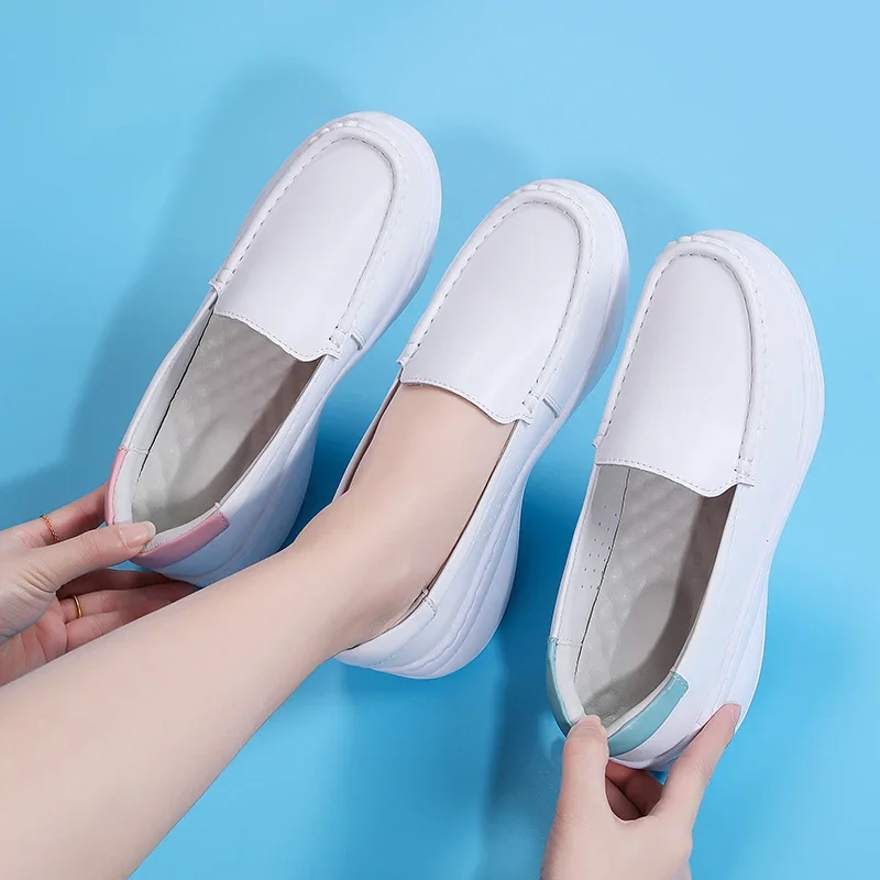 Summer Nurse Women Soft Soles Breathable and Not Tired Feet Deodorant Comfortable Non-slip Increase Hollow Medical Work Shoes