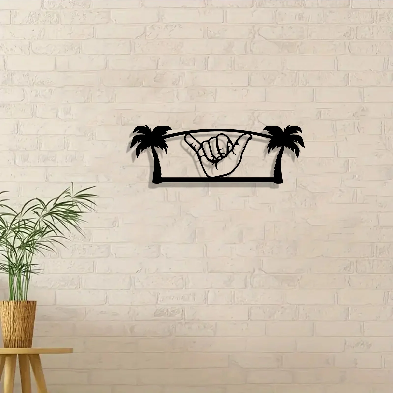 CIFBUY Hawaii Style Palm Shaka Hand Metal Wall Art Iron Hanging Decor Waterproof Rustproof For Indoor Outdoor Wall Decoration