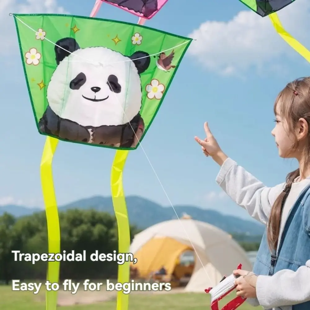 Frameloze Lente Uitje Pocket Kite Gemakkelijk Te Vliegen Draagbare Cartoon Panda Wind Vliegers Kleurrijke Dieren Opvouwbare Kinderen Vlieger Speelgoed