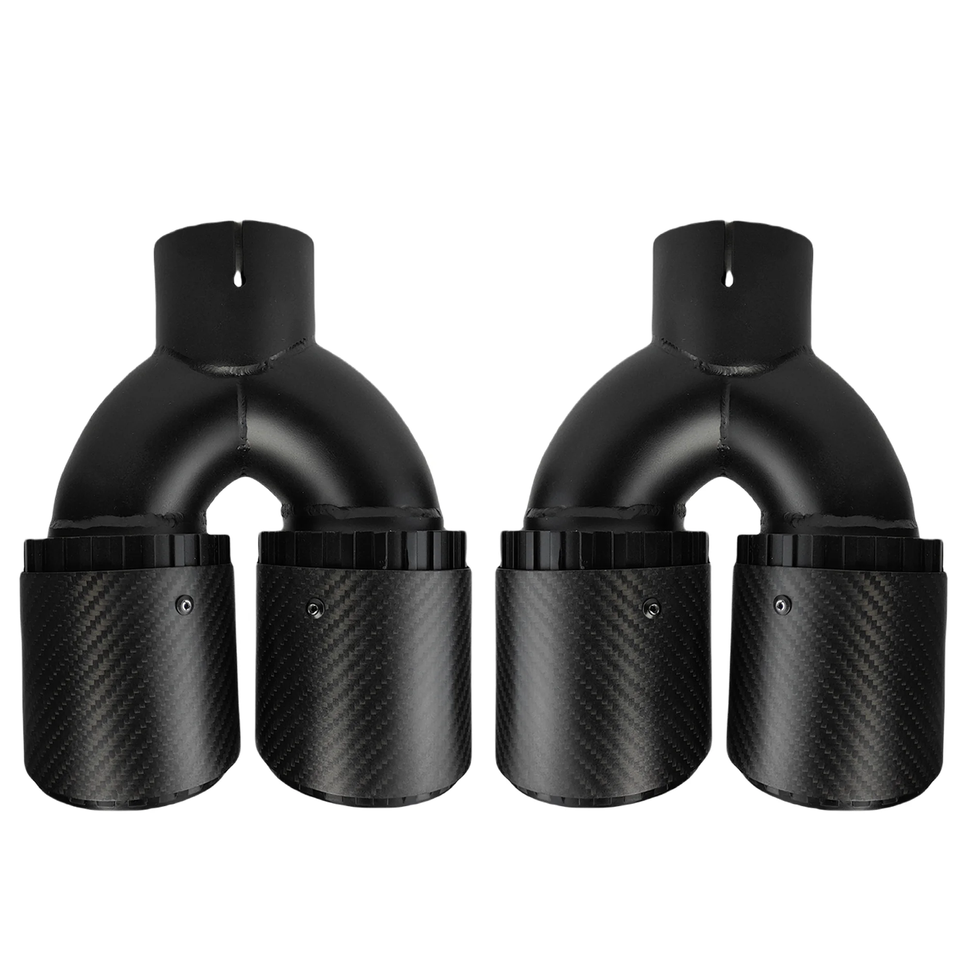 

Automobile Universal Carbon Fibre Tail Throat Aluminium Alloy Silencer Black Double Outlet Twill Matte Exhaust Nozzle Tip