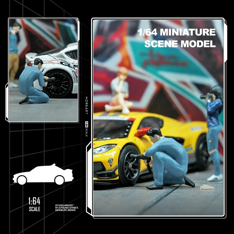 1:64 Anime lavoratore Figura Mini bambola Modello in miniatura Puntelli fotografia Modello di scena Tavolo di sabbia fai da te ornamento paesaggistico Regalo