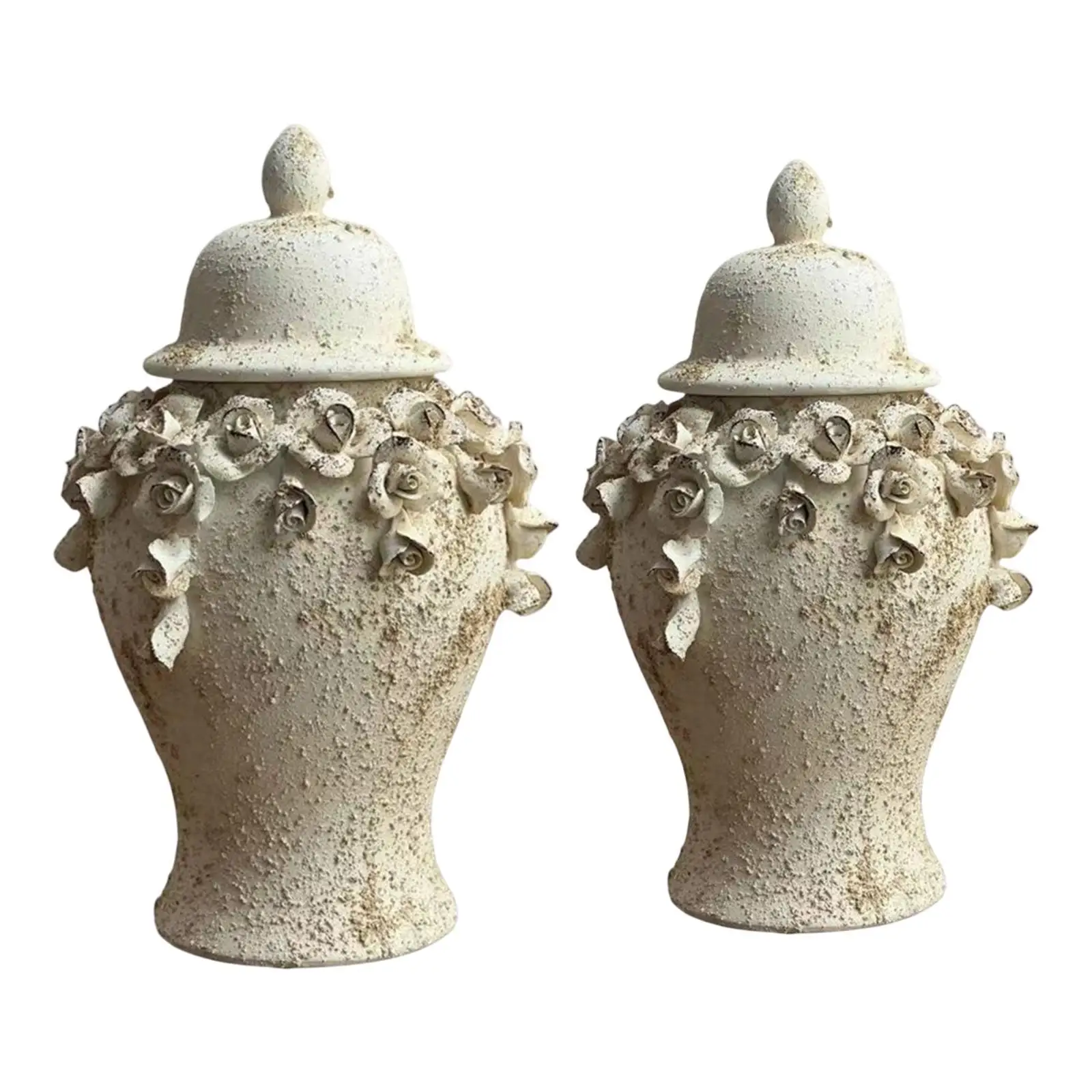 

Ceramic Vase Porcelain Ginger Jar Pastoral Vintage Retro Desktop Ornament for