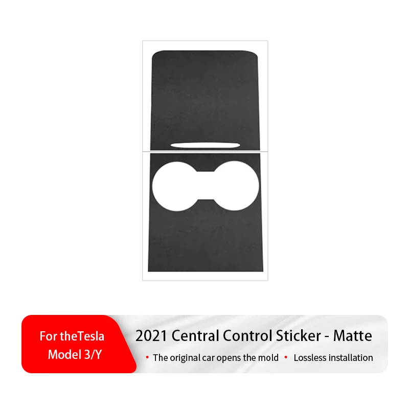 Suitable for Tesla 2021 Model 3/Y, Frosted Black ABS Center Console Panel Film, Carbon Central Control Sticker, 2pcs