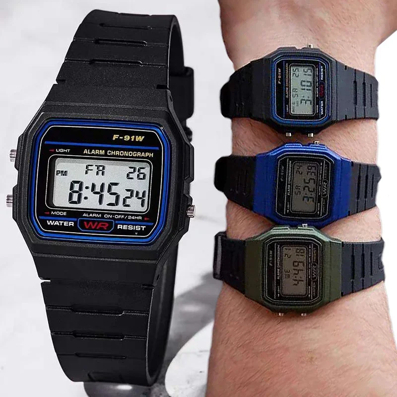 LED Display Electronic Watch Sports for Unisex Luxury Waterproof F91W Watches Silicone Watchband Student Campus Clock Wristwatch