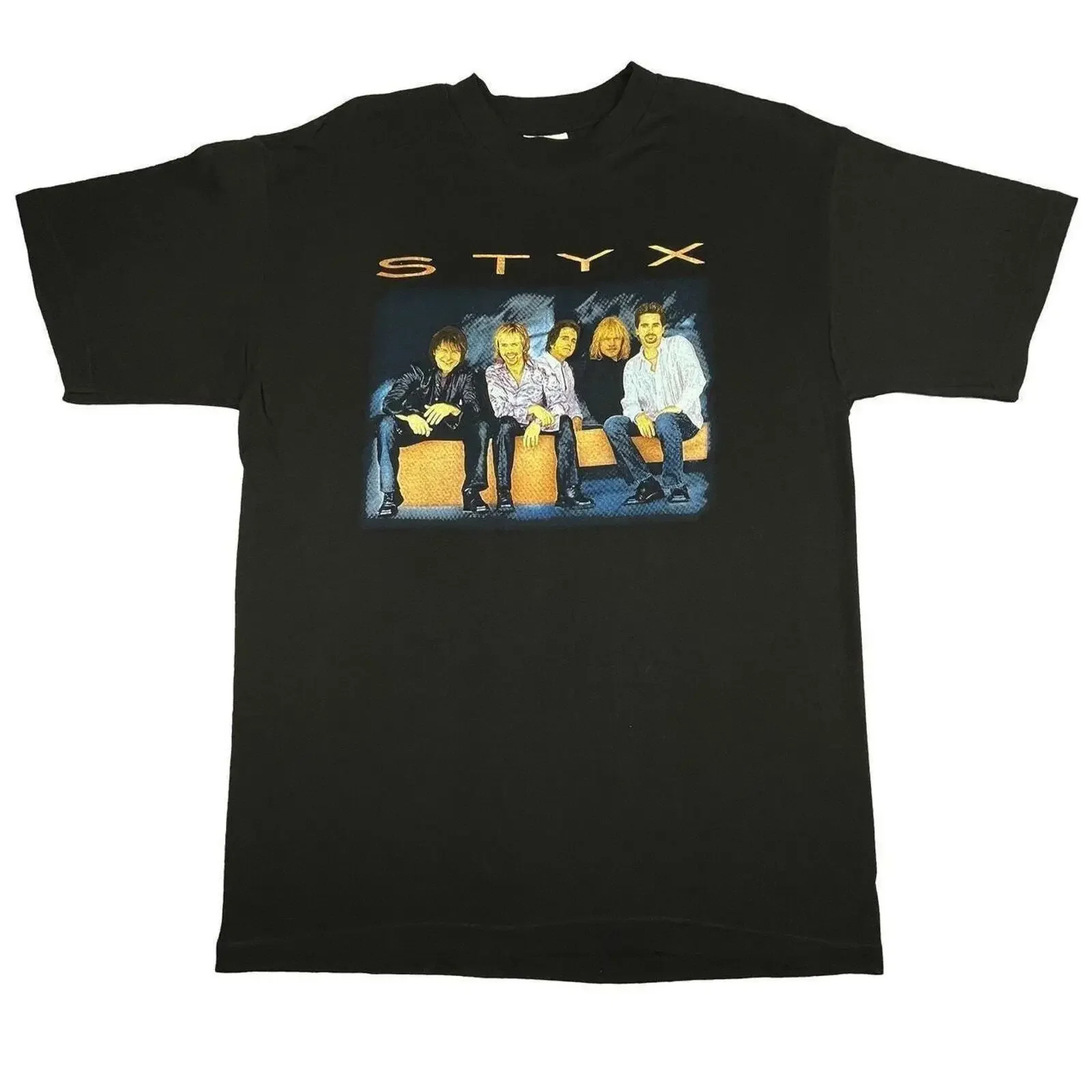 Vintage Styx Concert Band T Shirt Size L Tour Champ Rock Music vintage Washed designer clothes Slightly fashion homme Stretched