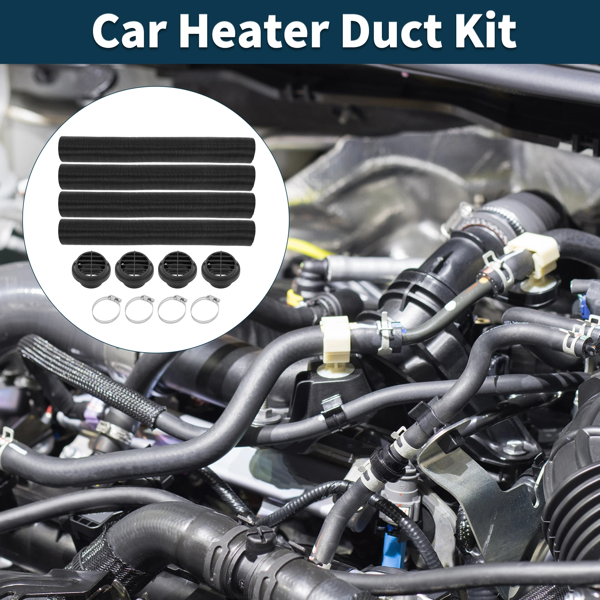 

UXCELL Car Heater Duct Kit 42mm ID 100cm Max L with Heater Pipe Air Vent Outlet Cover