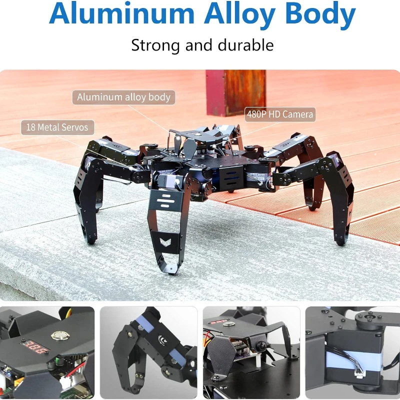 Hexapod العنكبوت الآلي الآلي الآلي لاردوينو ، أجهزة المعادن ، 18 Dof فيديو العنكبوت ، مجموعة ديي ، ESP32 ، برمجة رسومية