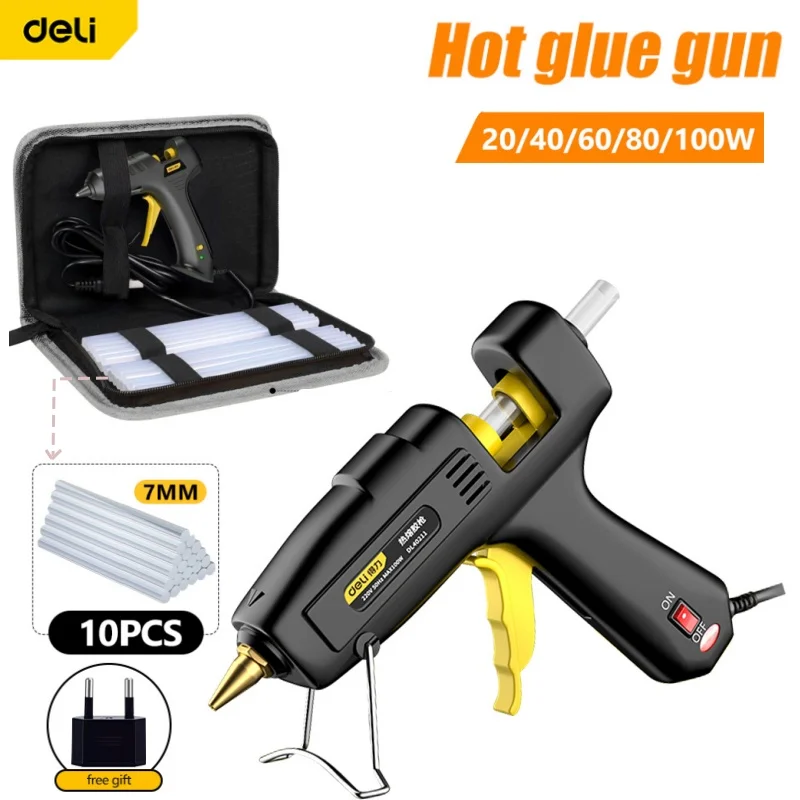 Mini Hot Melt Glue Gun 40/60/80W  Home Electric Heat Temperature Gun Repair DIY Tools with Portable Bag 7MM/10MM Glue Stick