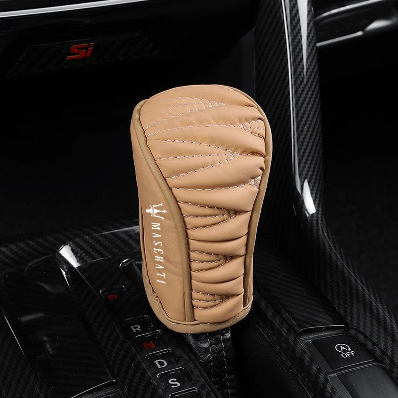 Leather Car Shift Handle Cover Non-slip Wear-resistant For Maserati Quattroporte Spyder Levante Coupe GranTurismo Accessories