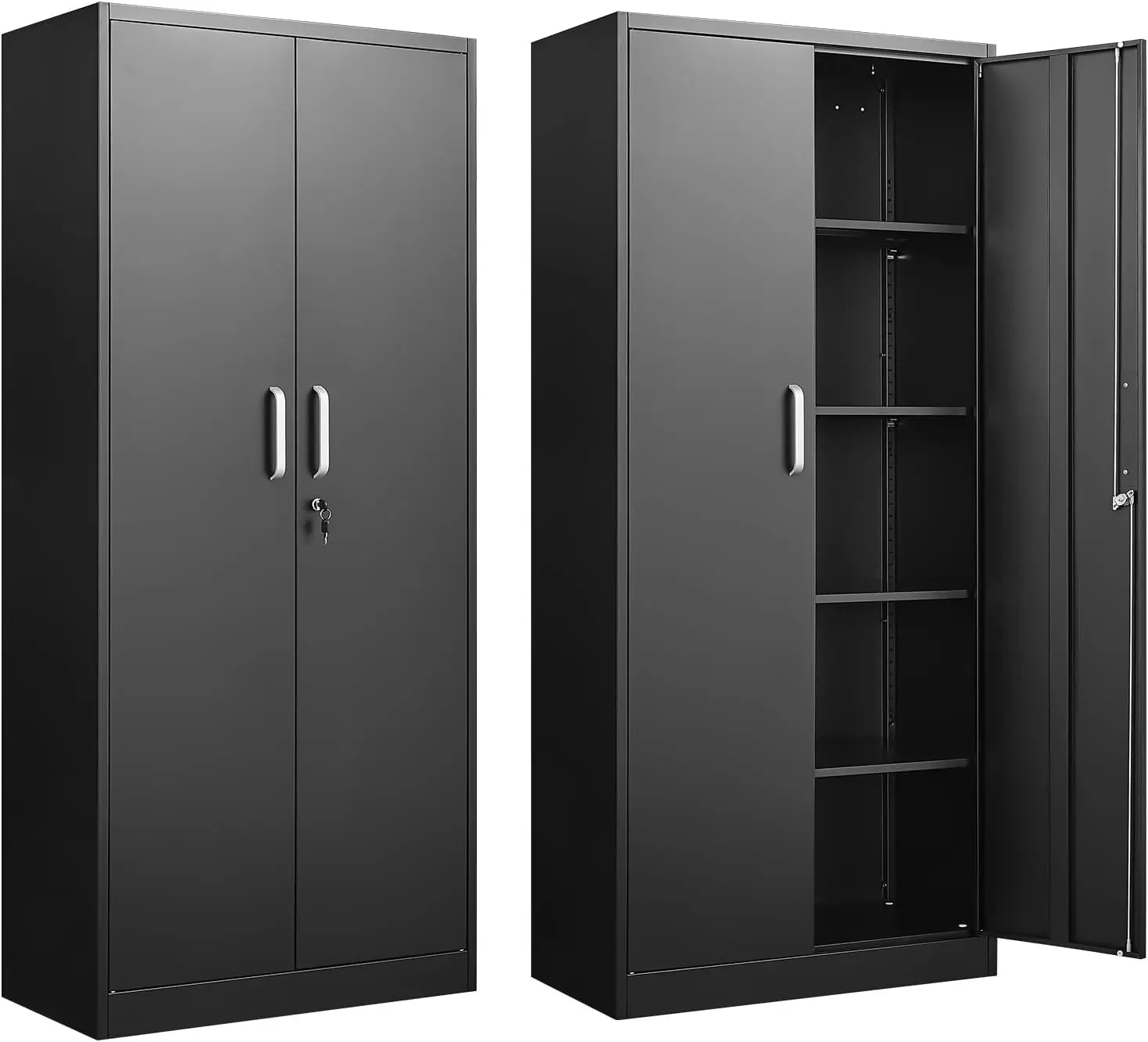 Storage Cabinet with Adjustable Shelves, Garage Shelving Cabinet with 2 Lockable Doors, Tool Cabinet for Garage Storage, Pantry