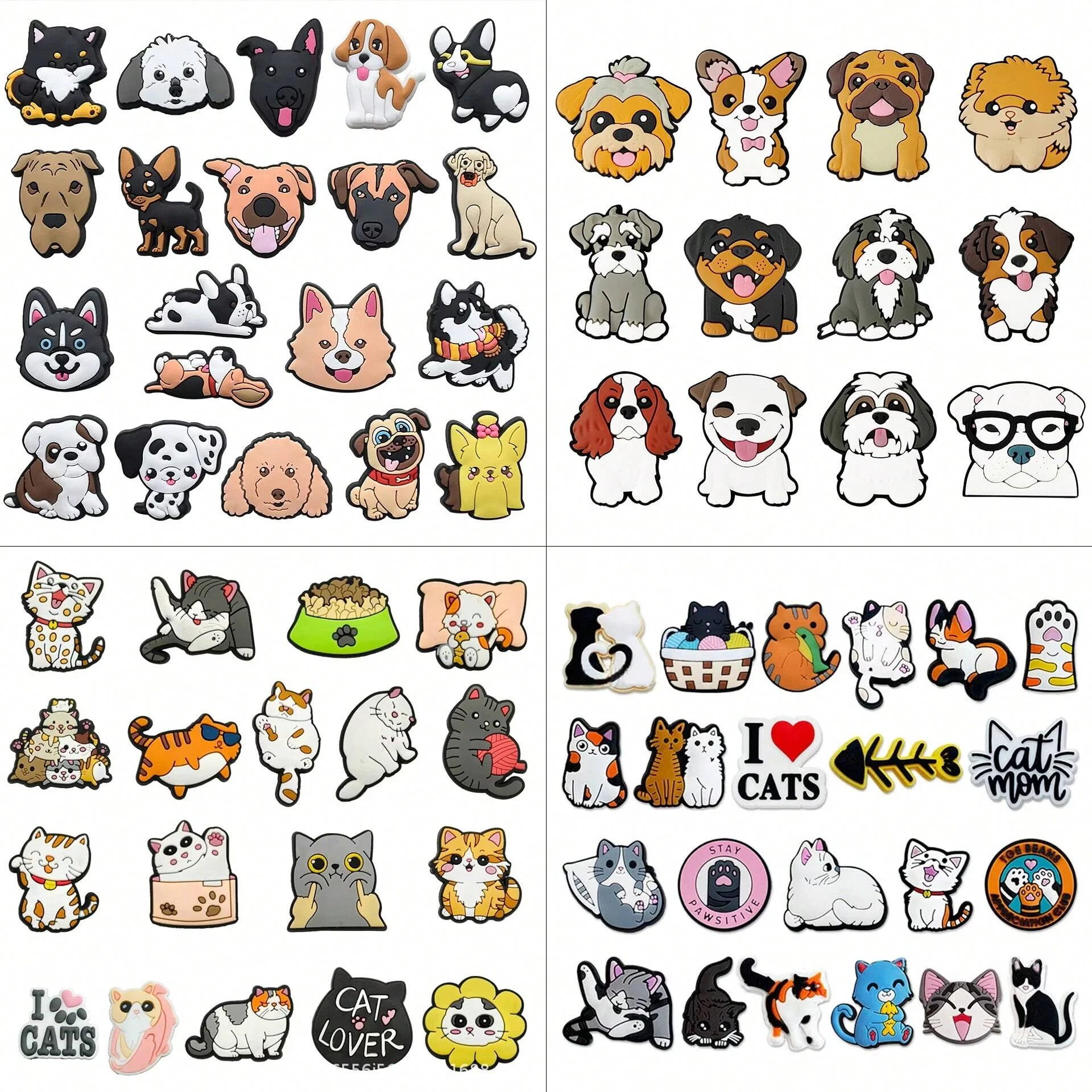 

DIY Cute Animal Dogs Cats Series PVC Shoe Charms Accessories Bubble Slide Sandals Garden Shoe Buckles Decoration Fits Boys Girls