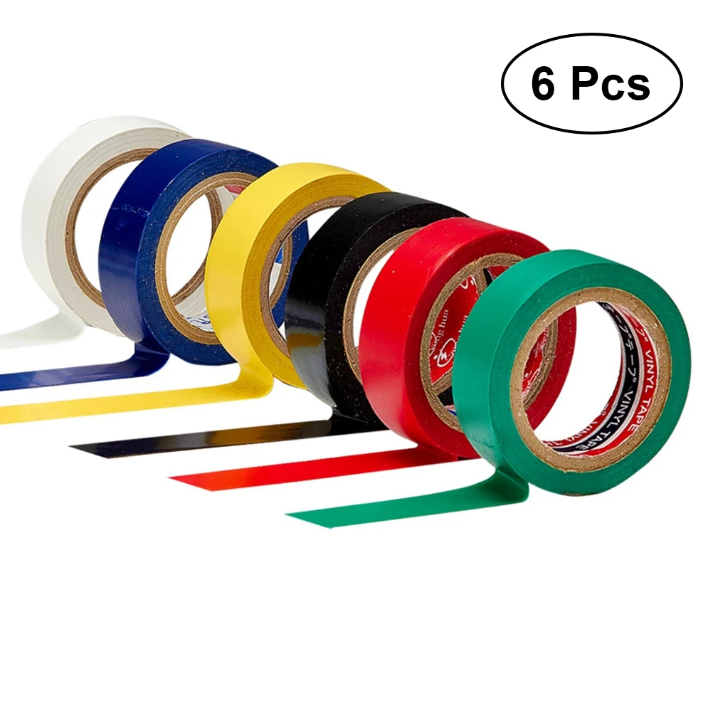 

6 PCS 10M PVC Adhesive Waterproof Electrical Tape Electrical Insulation Tape for DIY Industrial Home Use (6 Assorted Colors)