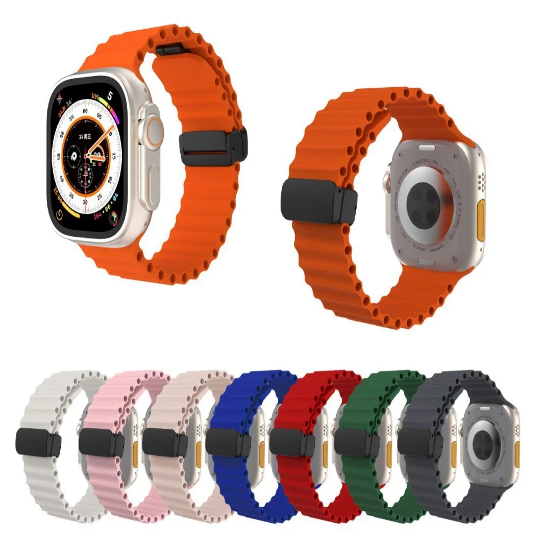 

Ремешок с магнитной пряжкой для Apple Watch Band Ultra 2 49 мм 45 44 40 41 42 мм 46 мм Силиконовый браслет iWatch Ultra Series 10 7 6 3 8 9