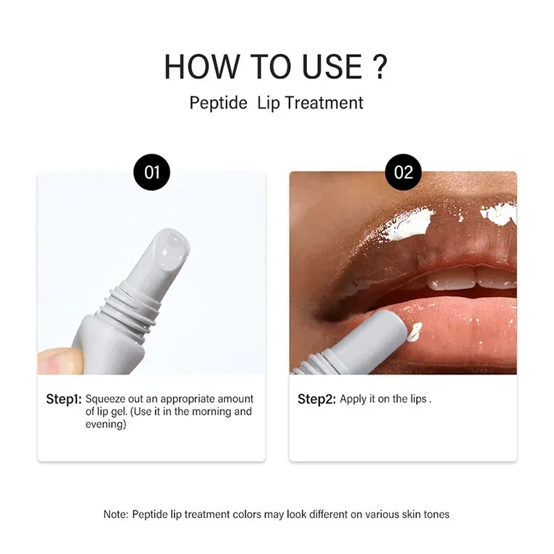 Peptídeo tratamento labial hidratante máscara labial gel para remover pele morta batom base odor de frutas creme labial reparação máscara de cuidados com os lábios 10ml