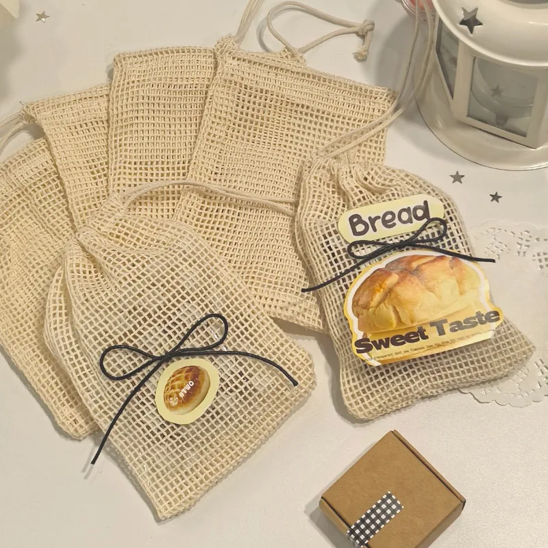 Ins Style Simple Fabric Drawstring Small Card Storage Packaging Bag Maillard Style Cotton and Linen Good Things Gift Packaging