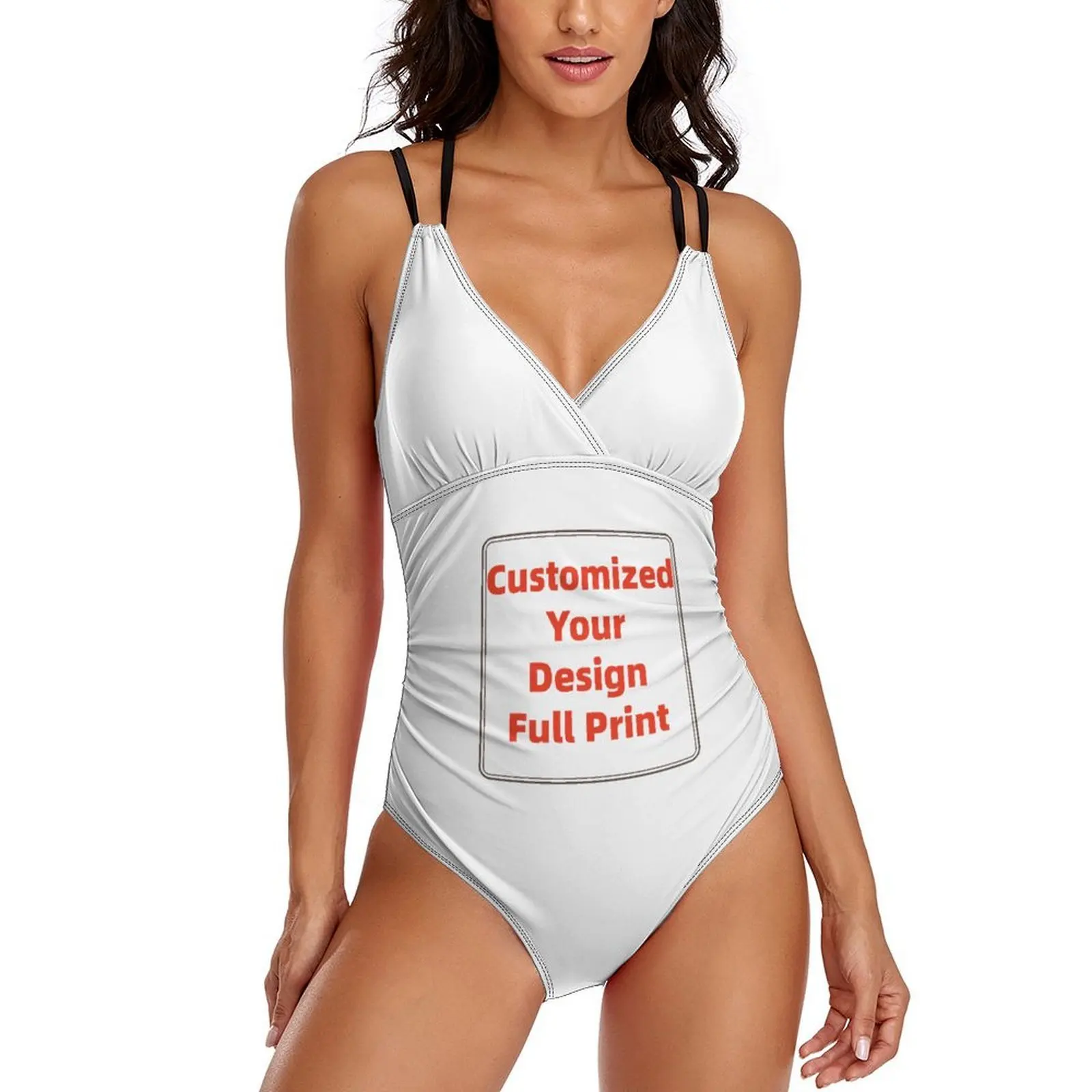 Custom Women's Summer Sexy V-Neck Sleeveless Backless Hollow Slim fit one-piece Bikini Swimsuit