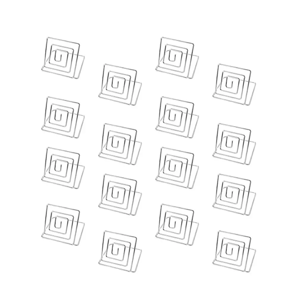 

16 pcs Metal Memo Clip Square Base Table Note Holder For Wedding Birthday Party Decorations Reusable Stand For Photos Messages