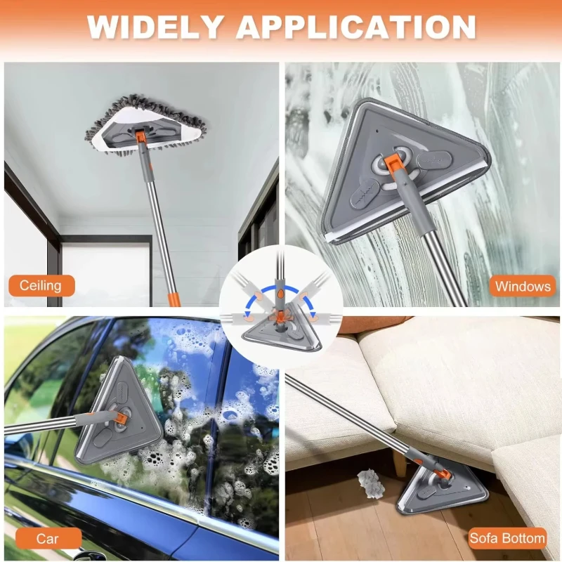 

Home Long Handle Cleaning Brush Set Extends 39-85 Inches with 6 Replacement Pads And Window Scraper for Easy Household Cleaning