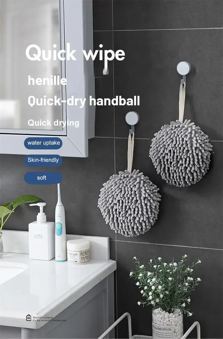 Tapestry-style wet wipes, kitchen and bathroom towel balls with hanging rings, quick-drying soft absorbent microfiber towels