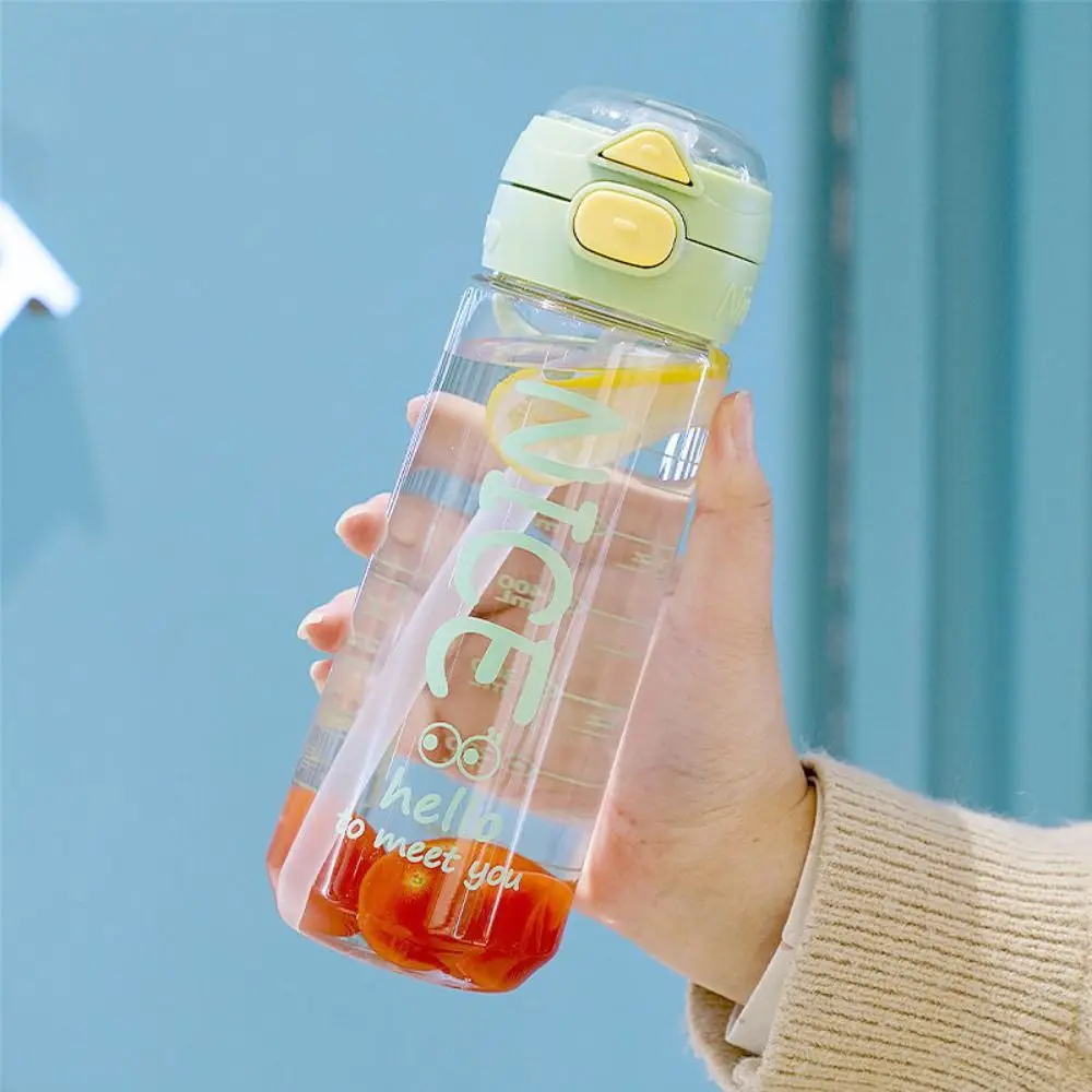 Straw Plastic Water Bottle Large Capacity High Value Plastic Water Cup Simplicity Fall Prevention Straw Water Bottle Girls