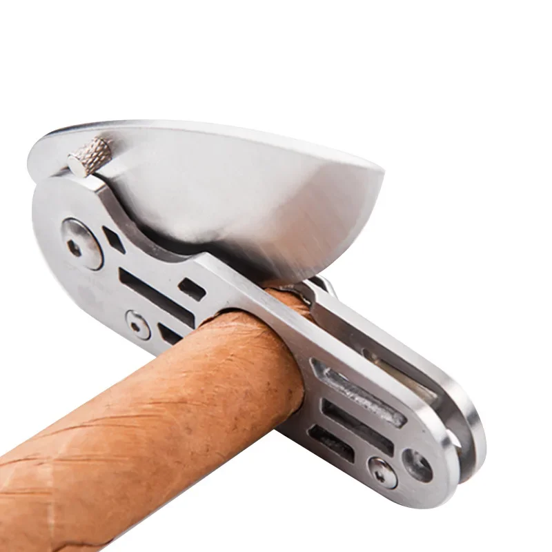 2 in 1 Stainless Steel Cigar Cutter Gift Package Metal Guillotine Scissors Gift Gold Portable Smoking Accessories Gifts for Man