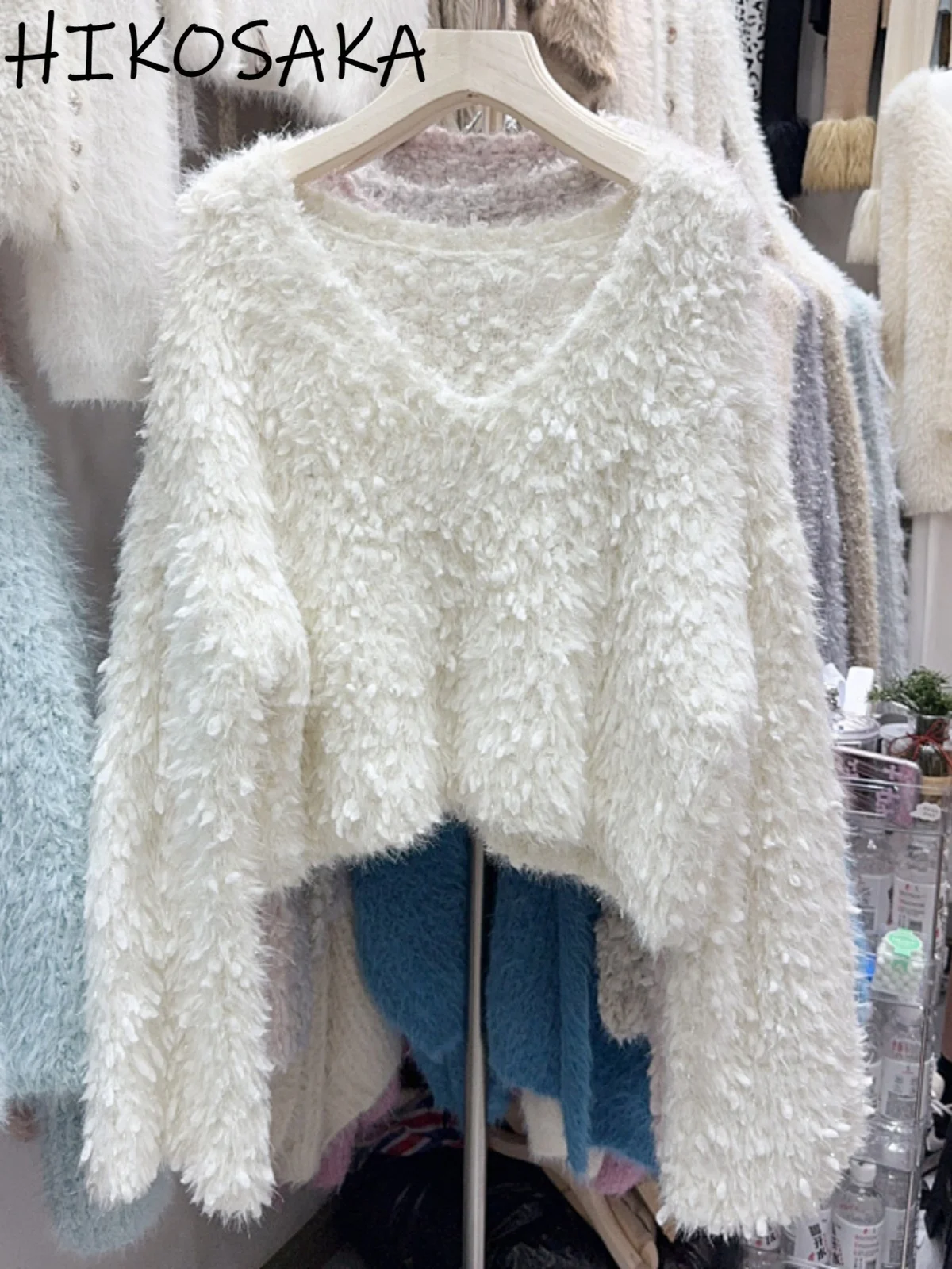 

Korean Chic Plush Tassel Sweaters Women Autumn Winter Warm Soft Short Knit Pullovers Aesthetic Elegant Sweet Jumpers Aopa Mujer