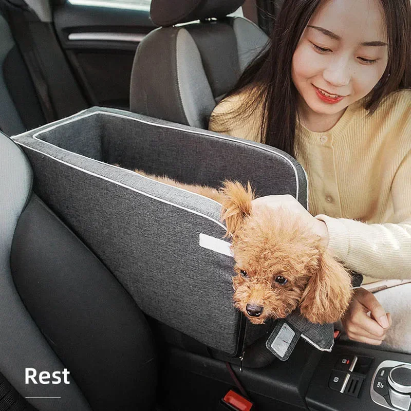 Dog Car Control Hammock Small Mat Consol Safe Basket Nonslip Center Seat Central Bag Booster Bed Travel Puppy Cats Pet Carriers