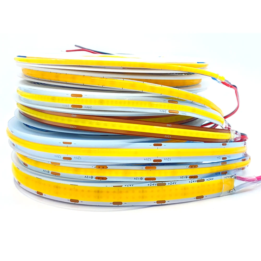 DC 5V 12V 24V COB LED Strip 320 384 480 528LEDs/m High Density Flexible COB LED Tape Light Bar 3MM 5MM 8MM PCB Linear Light