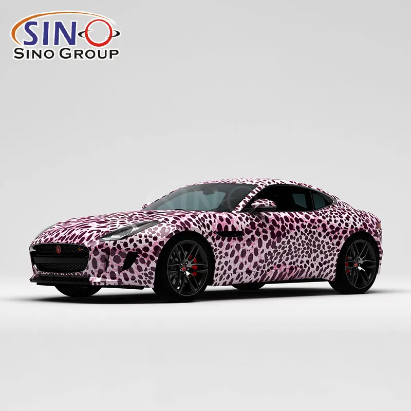 Pink Leopard Animal Pattern Printed Self Adhesive Sticker Vinyl Vehicle Body Decoration Car Wrap Film