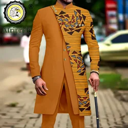 Ternos africanos para homens, slim fit, estampa de peito único, blazer e calças, conjunto de vestido de negócios, festa de casamento, noite a 2316022