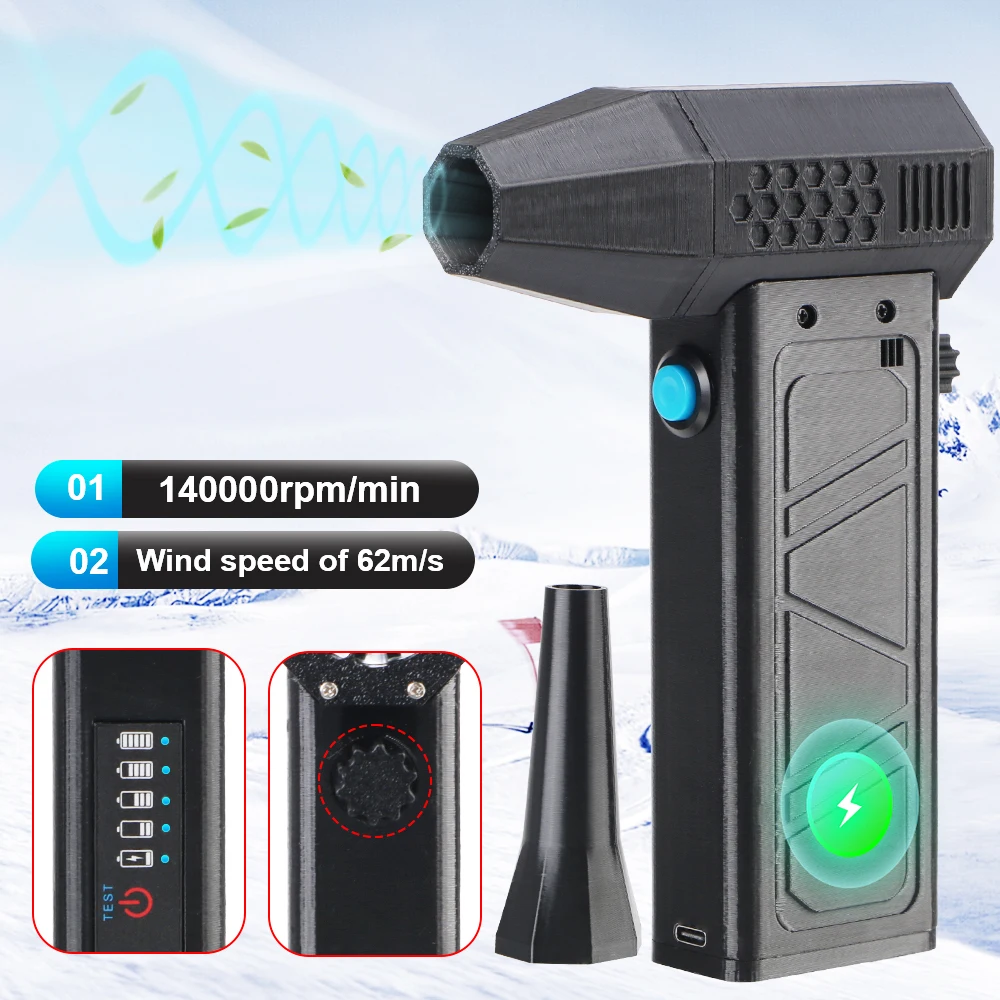

140000RPM Electric Air Duster Turbo Jet Fan Knob Stepless Speed Regulation Car Blowing Snow Portable Cleaning Blower Tool