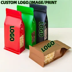 100PCS 3D Matte Colorful Aluminum Foil Bags Clear Window Visible Ziplock Pouches for Coffee Beans Dried Fruits Spice Cereals Sna