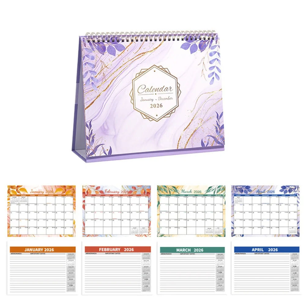 

Creative 2026 Desktop Calendar Thick Paper Daily Schedule Standing Flip Calendar Portable To Do List Time Manegement Organizers