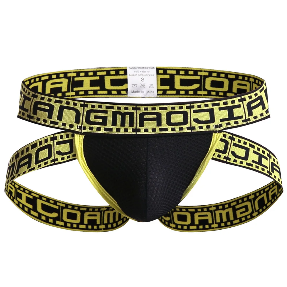 

Sexy Men Jock Strap Thongs Open Crotch Low Rise Underwear Elasticity Belt Hight Cut Briefs Seduction Breathable Underpants