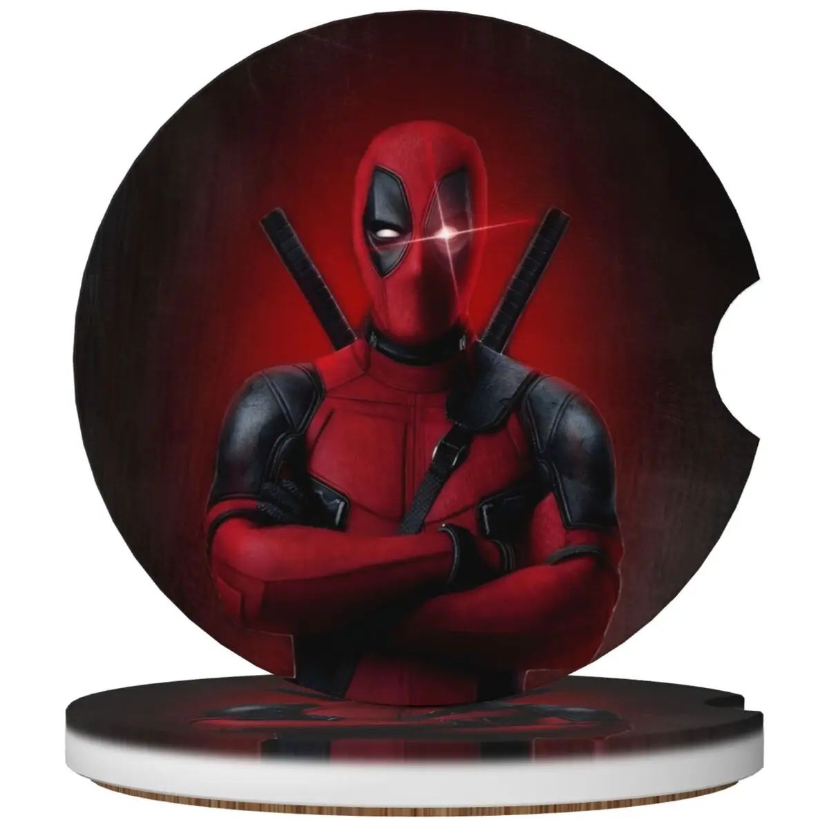 

Kawaii Car Cup Coaster 2 Pack Deadpool Superhero Comics Car Interior Accessories Universal Recessed Car Cup Mats