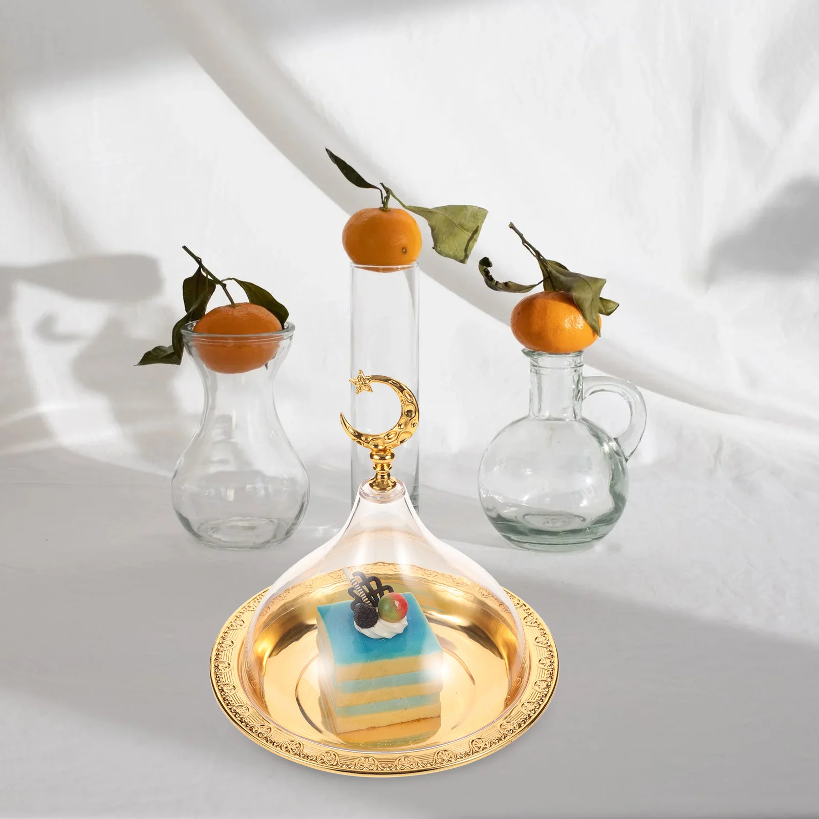 

Cake Accessory Multi-function Cake Tray with Cover Dessert Serving Plate for Home Hotel Kitchen Fruit Presentation Board