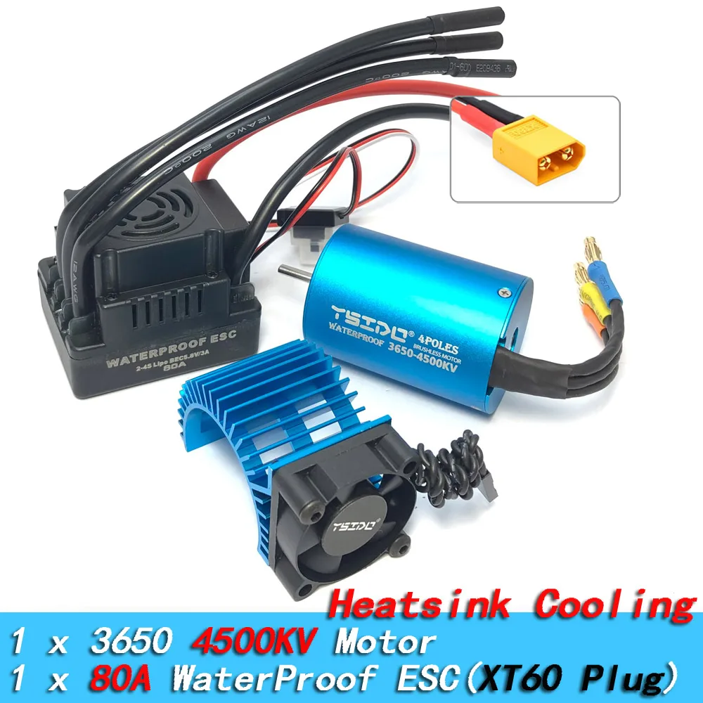 YSIDO 3650 Combo 5400KV 3600KV Borstelloze Motor 60A/80A/120A ESC voor 1/10 Traxxas HSP Tamiya Arrma RedCat RC Monster Truck auto
