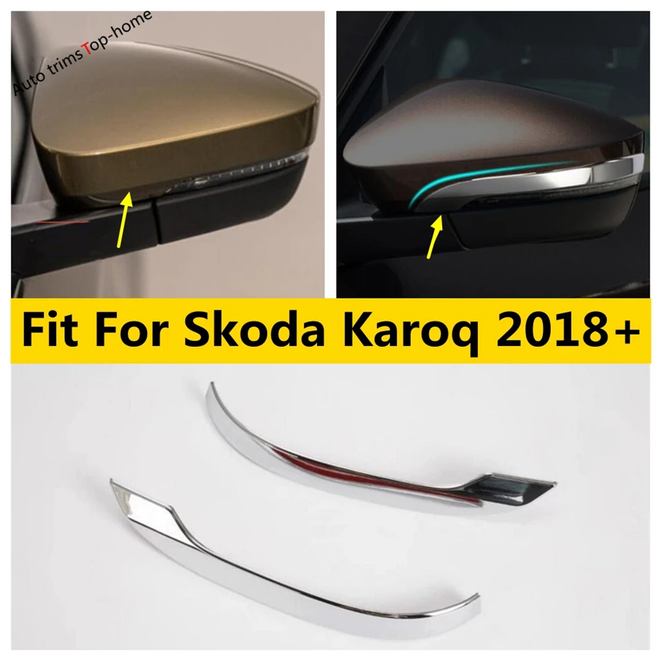 

ABS Chrome Side Rearview Mirror Protector Streamer Cover Trim Fit For Skoda Karoq 2018 - 2022 Exterior Car Styling Accessories