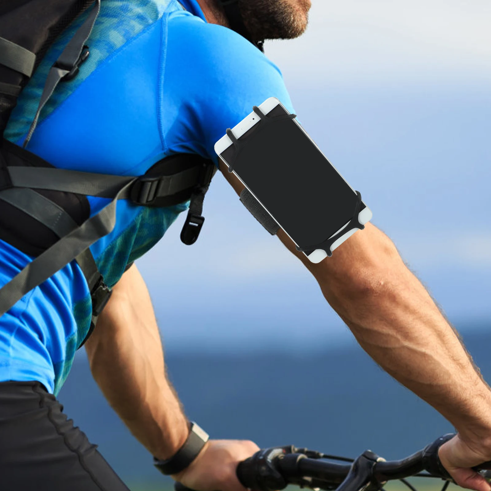 

2pcs Running Phone Holder Arm Bands for Walking Gym Workout Armband Stand Black Wrist Adjustable 360 Degree Rotation Cell Phone
