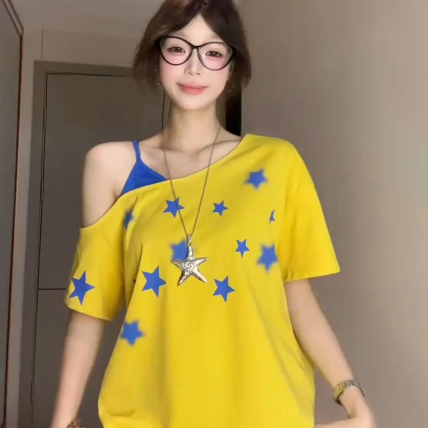 

Pastel Yellow Bardot Neck Top Women Summer 2025 Sleeveless Blouse Unique Asymmetrical Hem Cottagecore Aesthetic Casual Beach Top