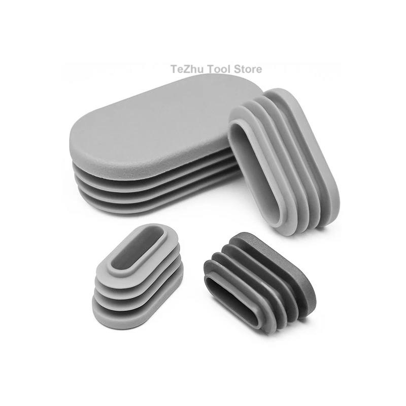 Elliptical Plastic Square Tube Stainless Steel Pipe Inner Plug Oval Plastic Foot Pad Table And Chair Furniture Feet Protector