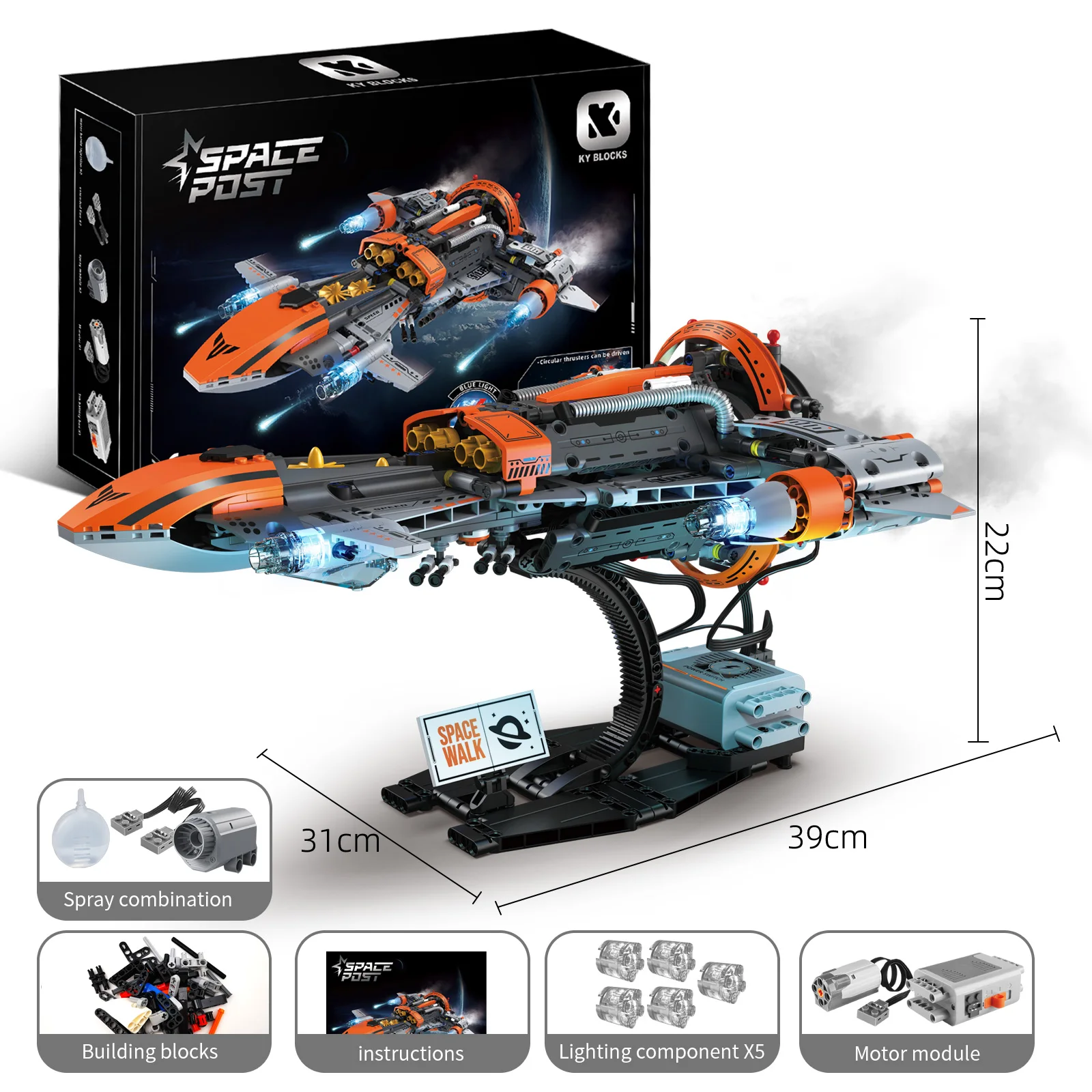 764PCS MOC Space Aerospace Building Blocks Kit, Spray Black Hole Spaceship Exploration Mission Spacecraft Model, DIY Toys