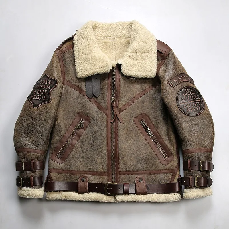Men's leather with a collar made of and belt