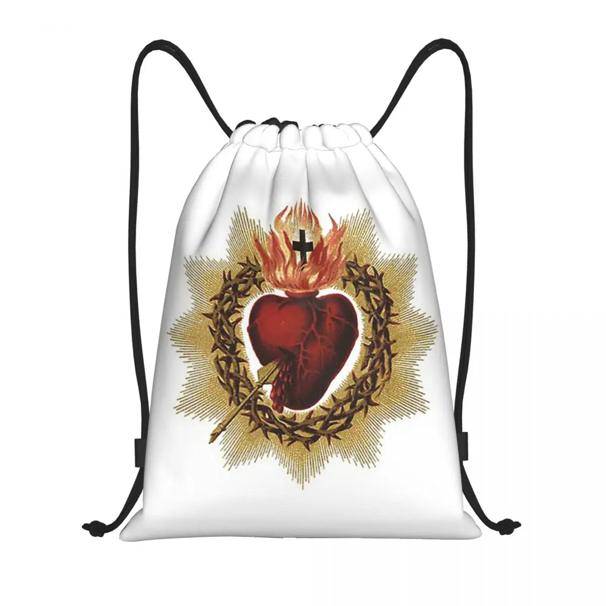 

Sacred Heart Of Jesus Catholic Backpacks Multi-function Drawstring Bags Sports Bag Book Bags for Man Woman School