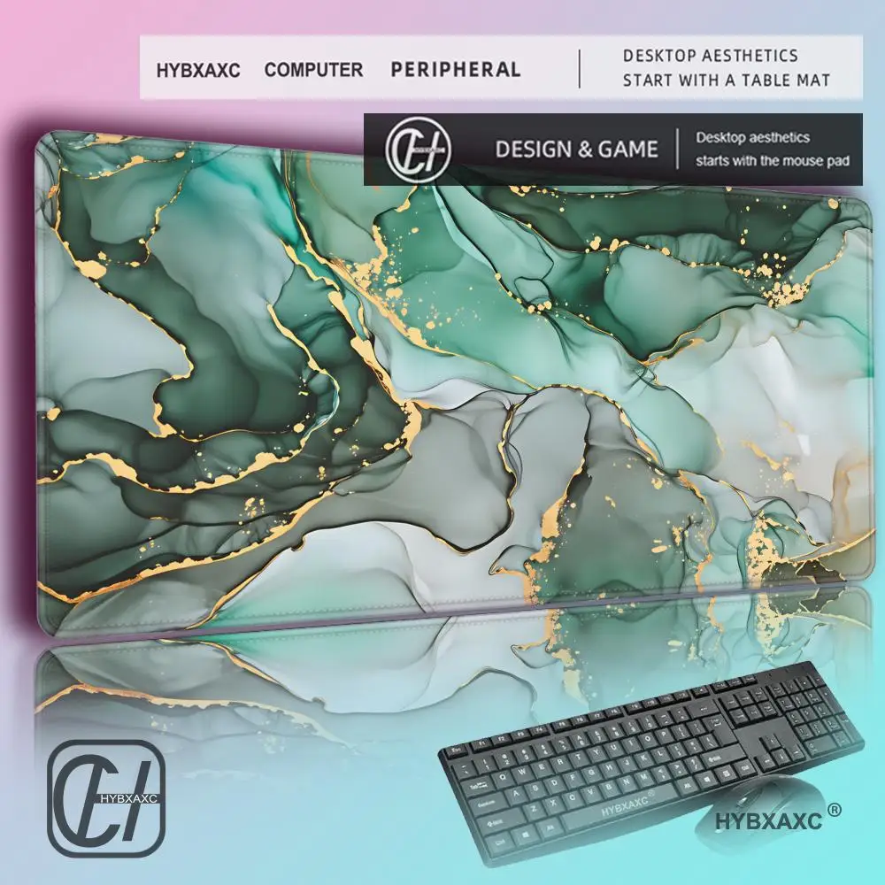

HYBXAXC Green Marble Texture XXL Mouse Pad, Large Non-slip Rubber Base Desk Mat for Gaming, Office, Laptop & Keyboard