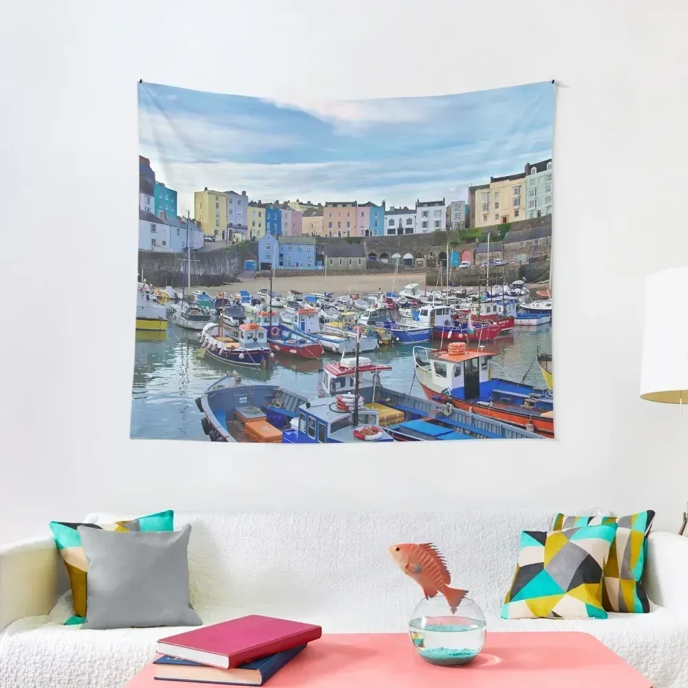 

Tenby Harbour Morning Colours Tapestry Home Decor Accessories Wall Hanging Decor For Bedroom Tapestry