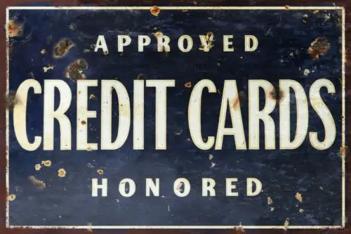 Credit Cards Approved Advert Vintage Retro style Metal Sign, shop, bar, cafe