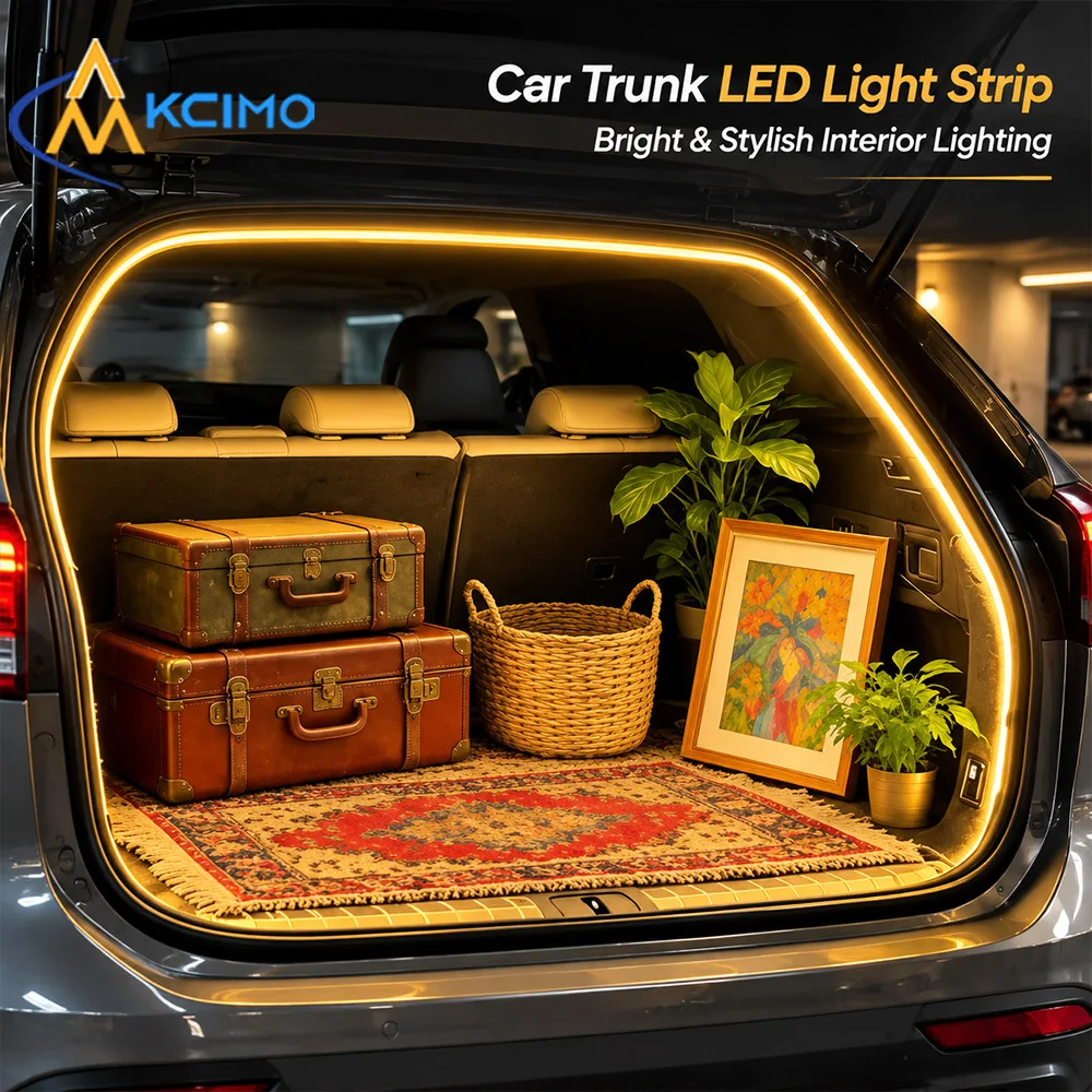 Car Trunk LED Light Strip 2M 4M White Warm White Waterproof Tailgate Atmosphere Lamp Car Interior Decoration Light